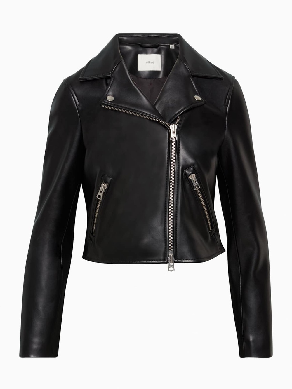 Women's Wilfred Stunner Vegan Leather Moto Biker Jacket Black M